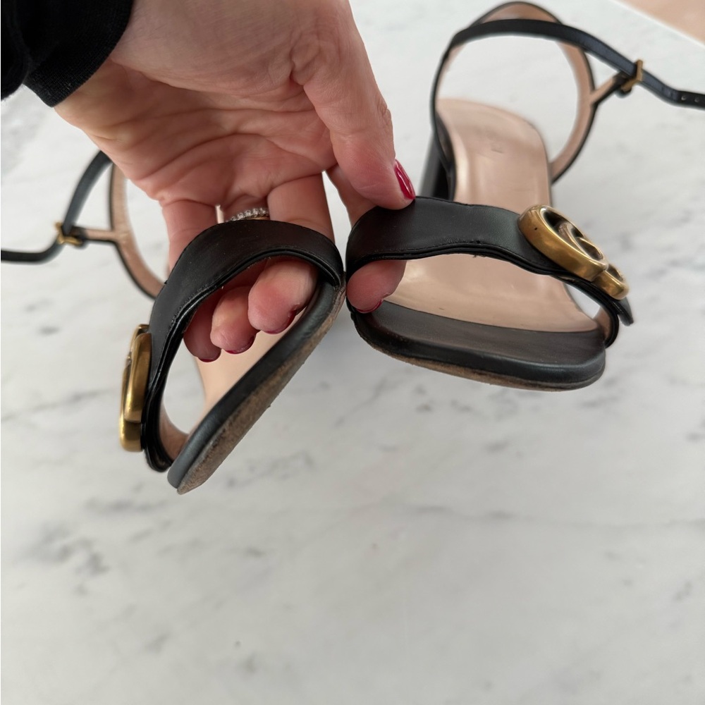 GUCCI Marmont Leather GG Block-Heel Sandals - Picture 7 of 16